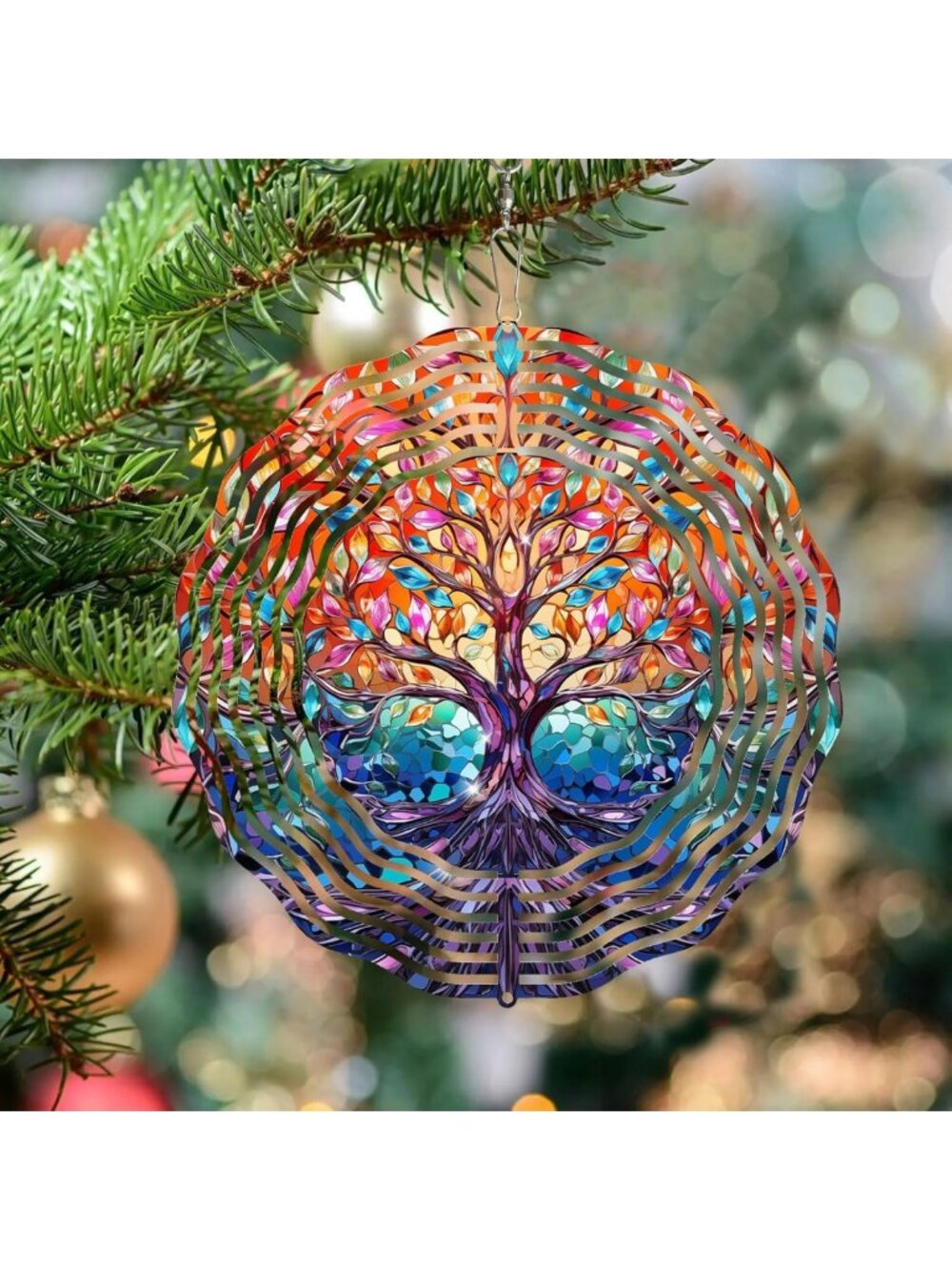 3D Kinetic Metal Wind Spinner - 10 Inch Tree of Life Garden Art